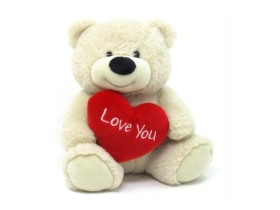 Cuddly teddy bear with love heart